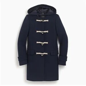 J. CREW Black Italian Wool Cashmere Duffle Toggle Coat Size 10